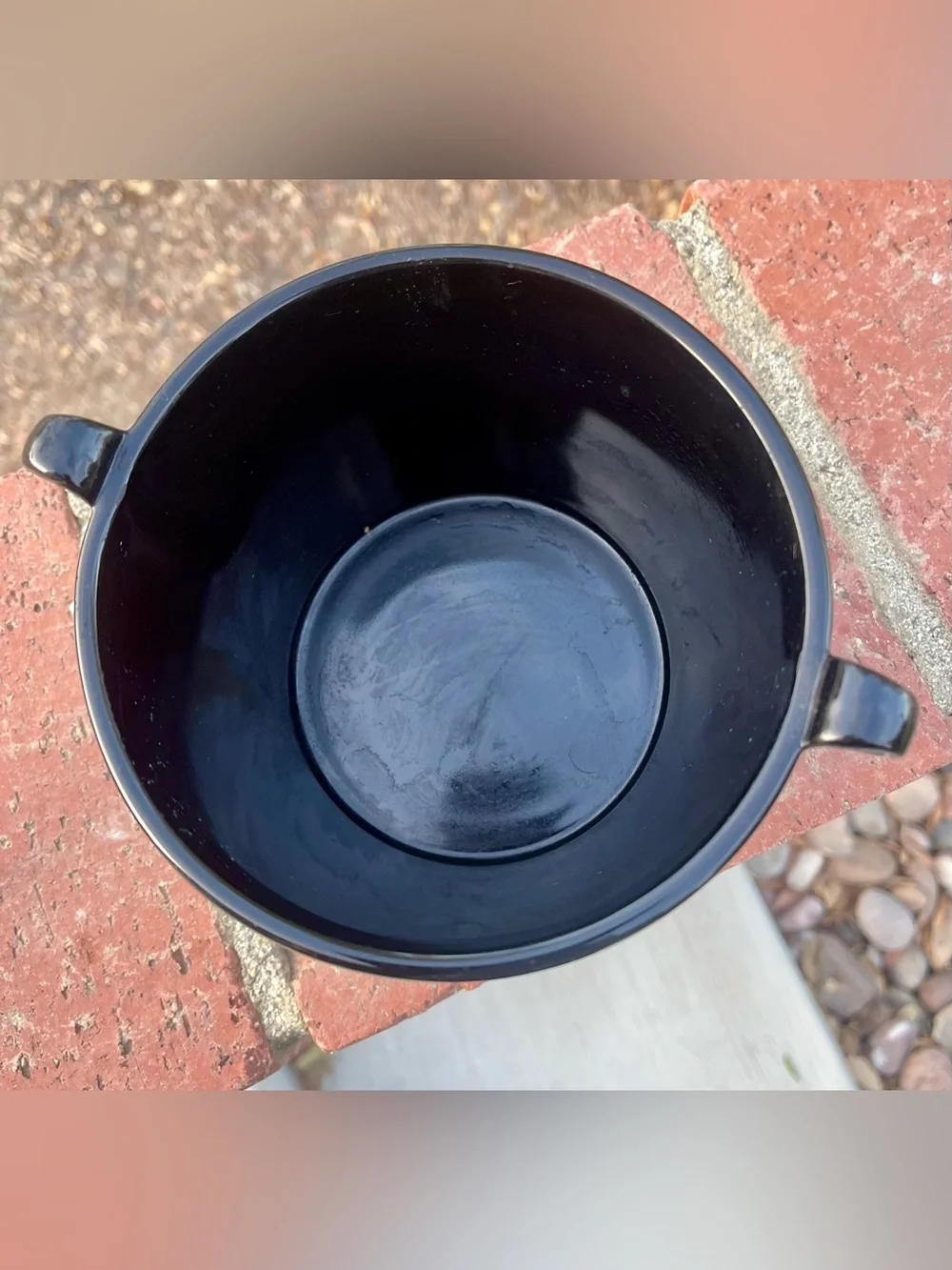 Vintage Black Glass Ice Bucket with Scroll Handles